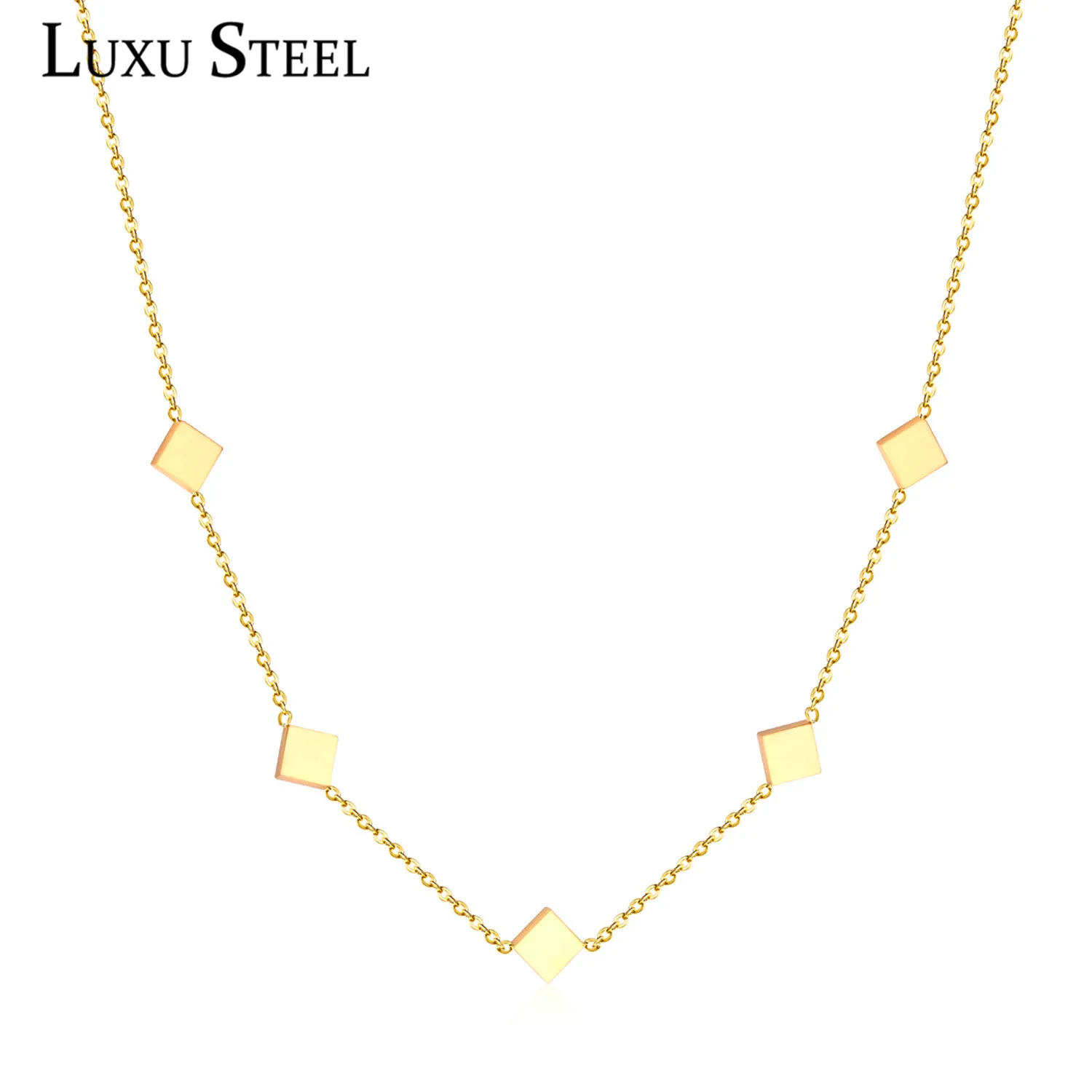 Цепи LUXUSTEEL ожерелья бижутерия женское ожерелье из нержавеющей стали с квадратным