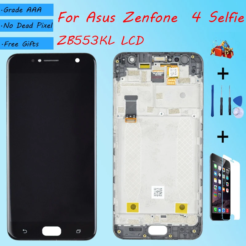 Для Asus Zenfone 4 Selfie ZB553KL ЖК экран в сборе с передним сенсорным стеклом X00LD дисплей