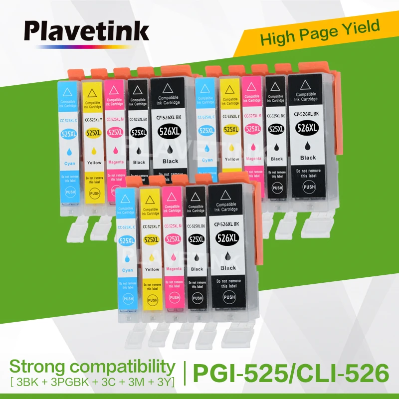 Plavetink 15 шт. PGI525 CLI526 XL совместимый картридж с чернилами Φ для Canon PGI 525 CLI 526 PIXMA IP4850