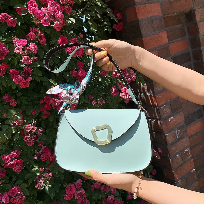 

Fashion Women's PU Leather Shoulder Bags 2021 Trend Luxury Designer Ladies Purse Handbags Female Mini Square Flap Underarm Bag