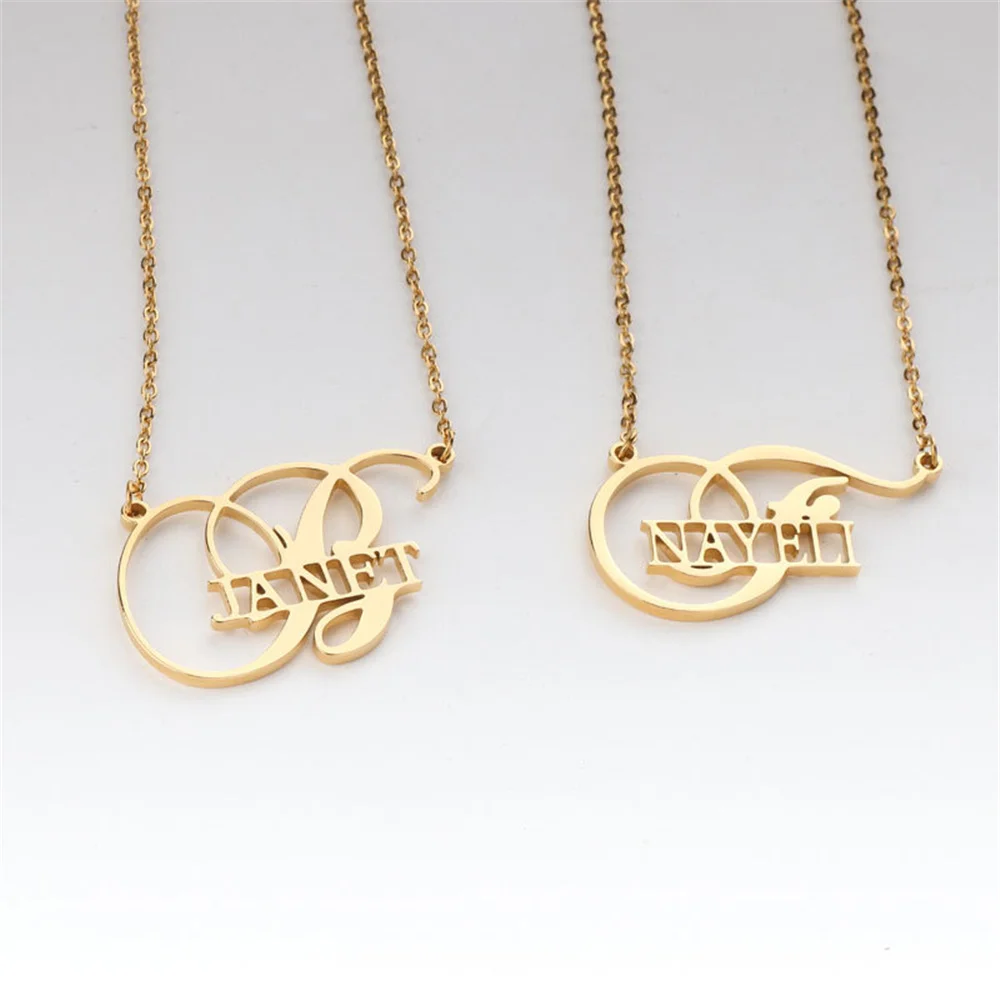 

Stainless Steel Custom Name Necklace Personalized Initials Letters Nameplate Pendant For Women Gift