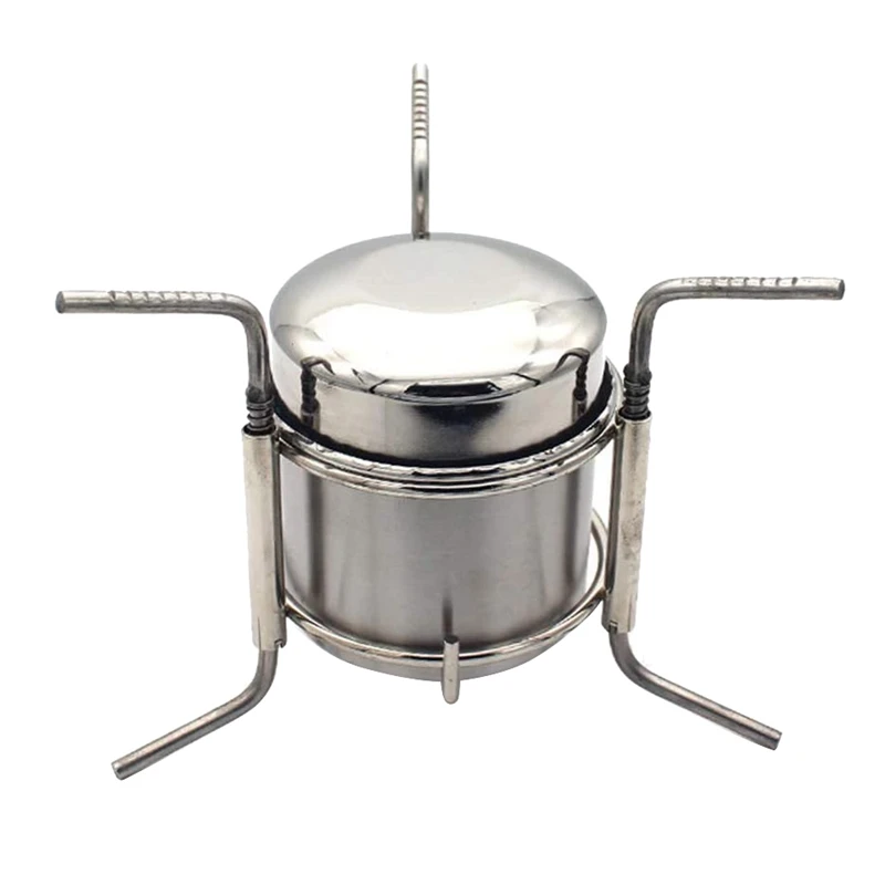 

ELOS-Camping Stove Stainless Steel Outdoor Cooking Stove Folding Mini Spirit Cooker Picnic BBQ Cookout Stove