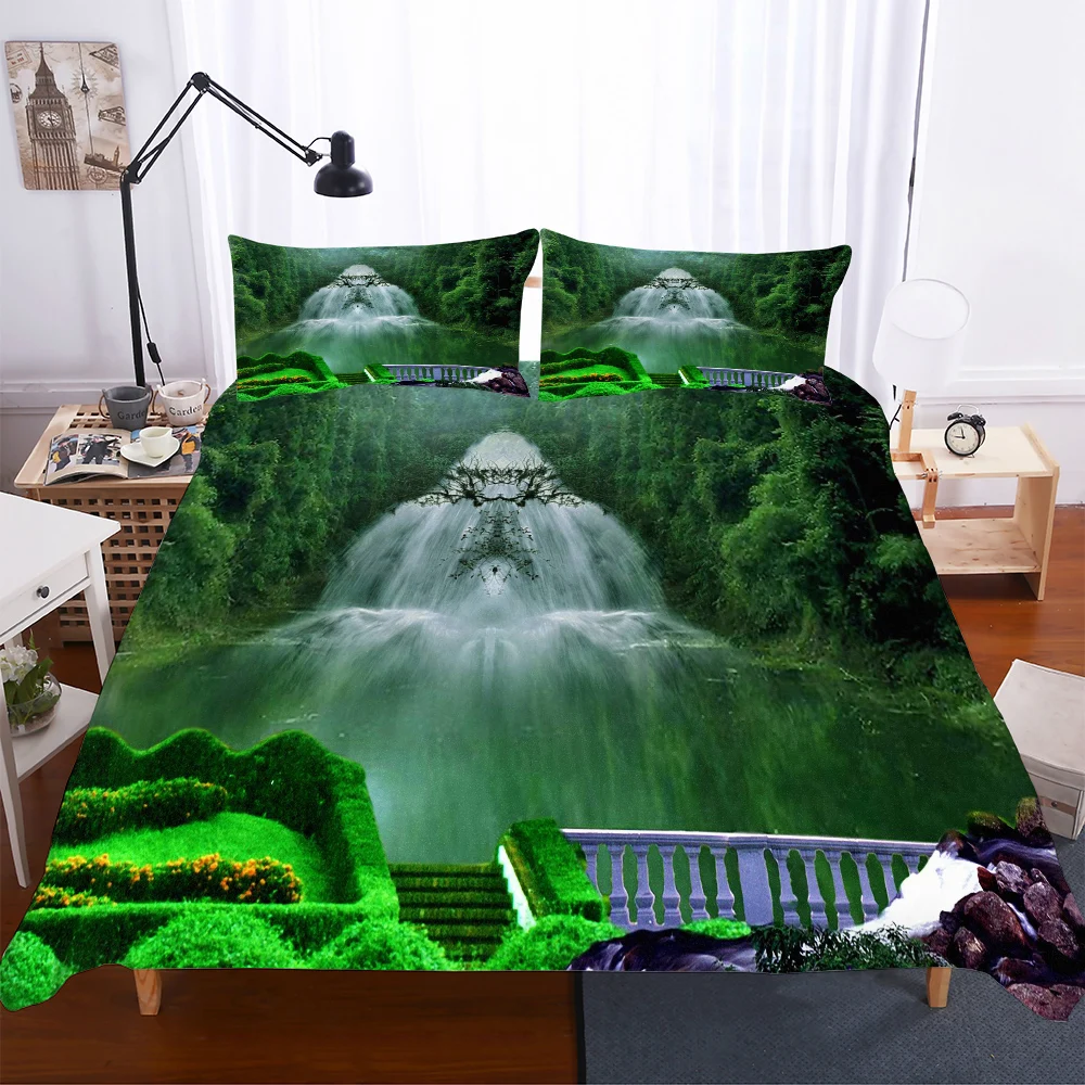 

Forest Landscape Bedding Set Tree Forest Print Duvet Cover 3D Flowers Mushrooms Bedspreads Nature Beauty Quilt Cover for Kids