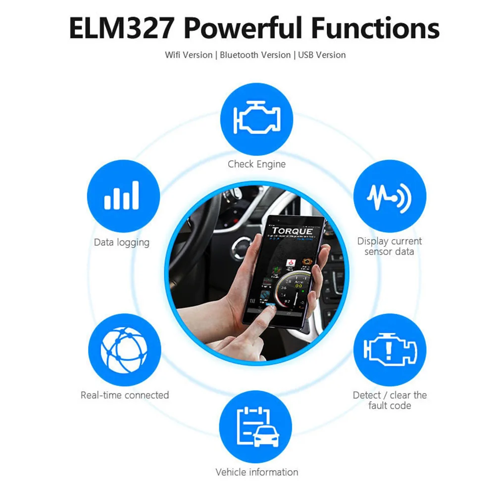 KW903 ELM327 Bluetooth 3.0 ODB II Car Diagnostic Tool Scanner Auto Detector Engine OBD2 Code Reader for Android Free Update | Автомобили и