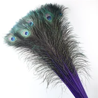 beautiful 70cm 80cm28 32inch high quality purple peacock feathers for wedding accessories diy decoration feather plumas