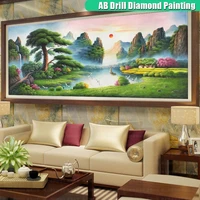 diy large size ab drill diamond painting forest landscape full squareround 5d daimont embroidery welcome pine mosaic home decor