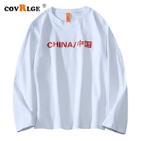 covrlge mens t shirt spring autumn youth cotton comfortable top white bottoming printed casual long sleeved t shirt male mtl150