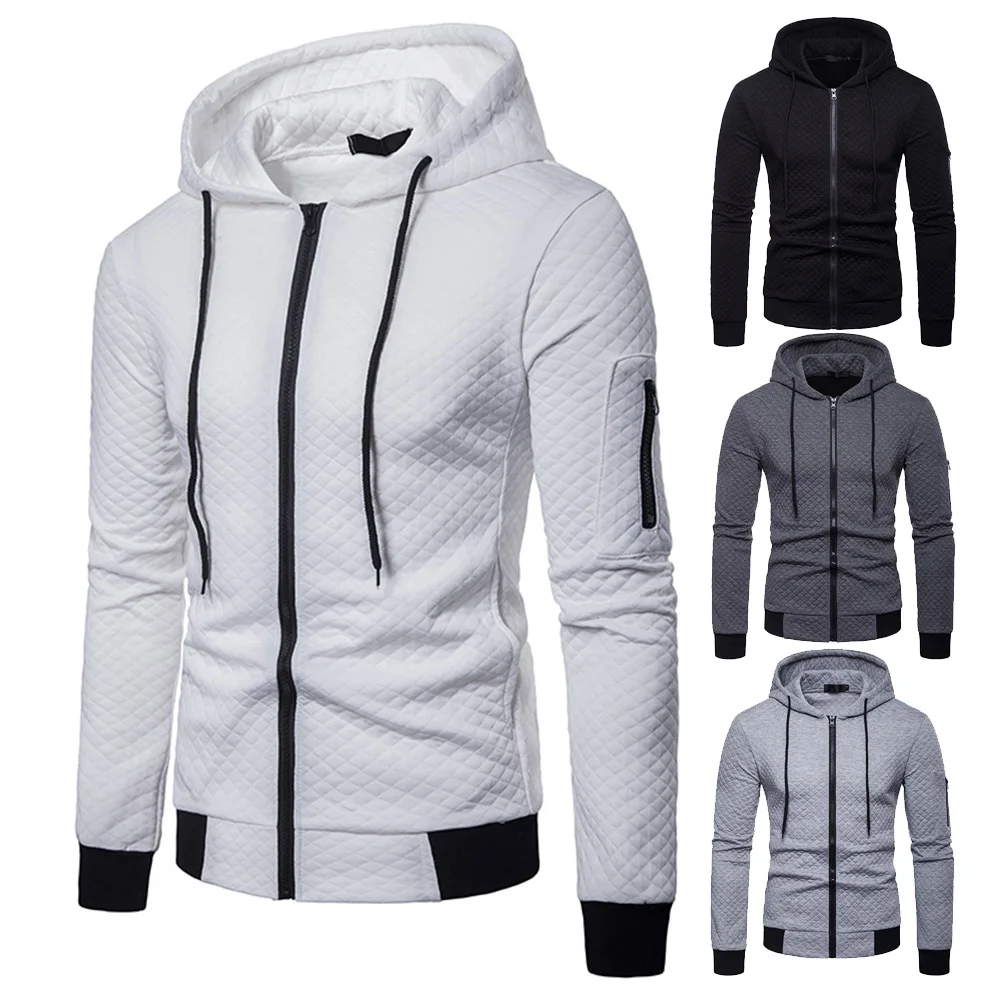 

New Style Men Hoodies Sweatshirts Casual Solid Long Sleeve Hooded Jackets Men Slim Fit Zipper Jacket Autumn Fleece Sportswear