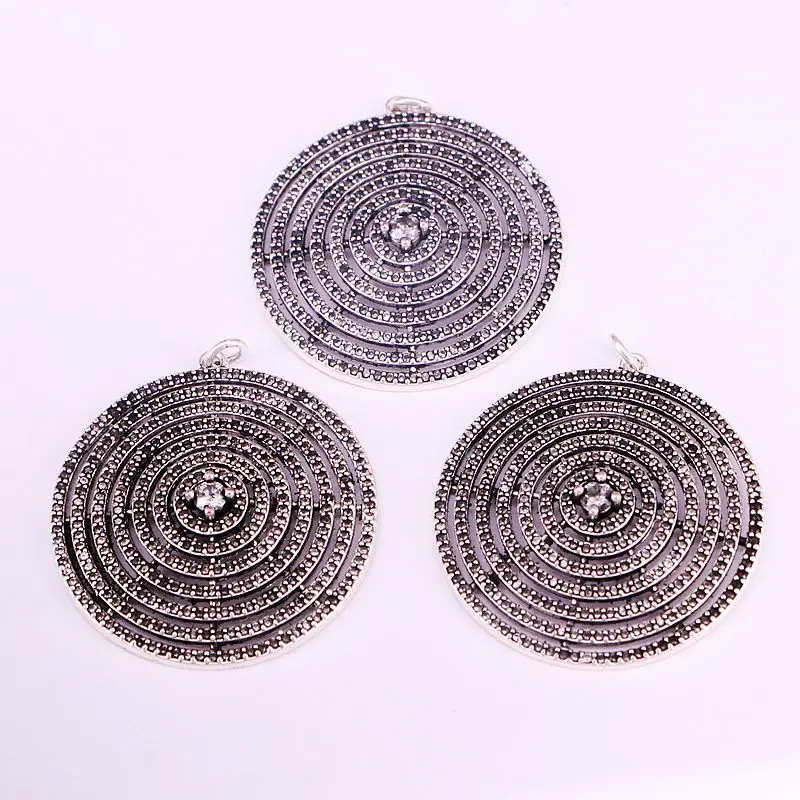 4 шт. круглые подвески серебряного цвета с фианитами | Украшения и аксессуары