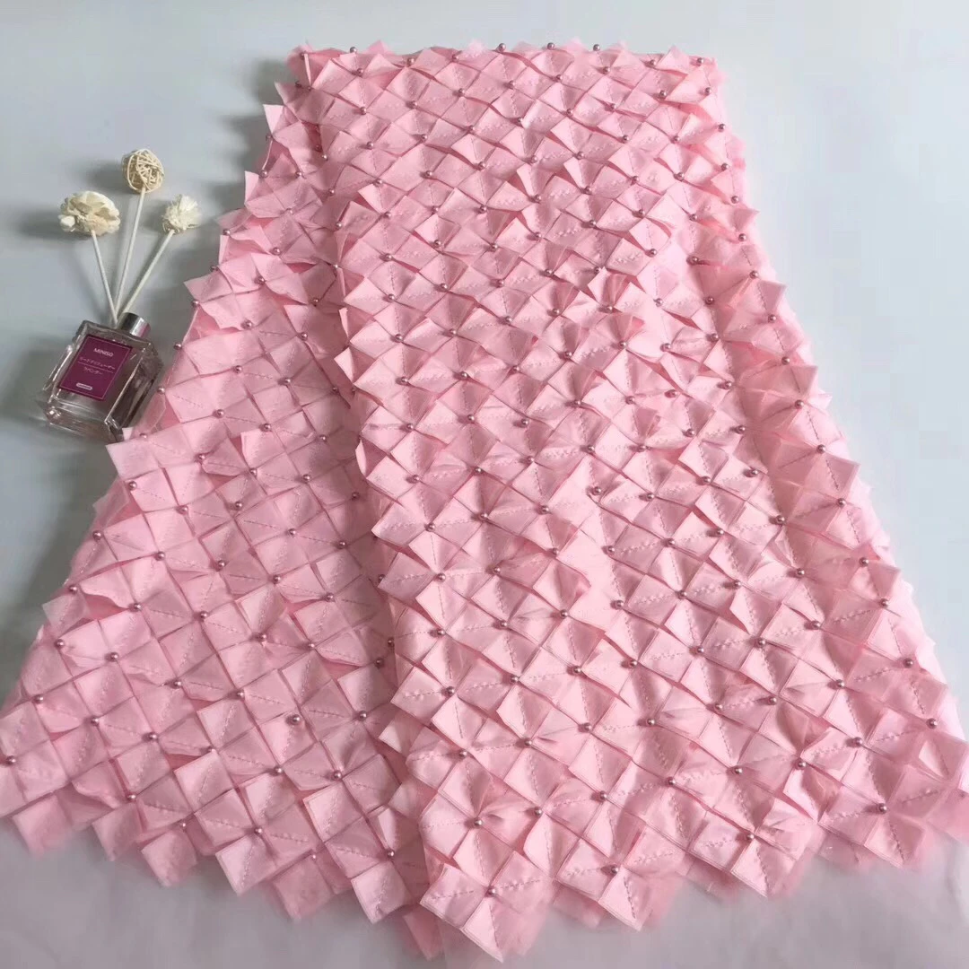 Модная африканская кружевная ткань высокого качества розовое кружево