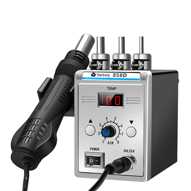 

Hot Air Blower Heat Gun 858D 220v Bga Rework Soldering Station Welding Solder Iron 3 BGA Nozzles 8586 8858 8586D 8588D