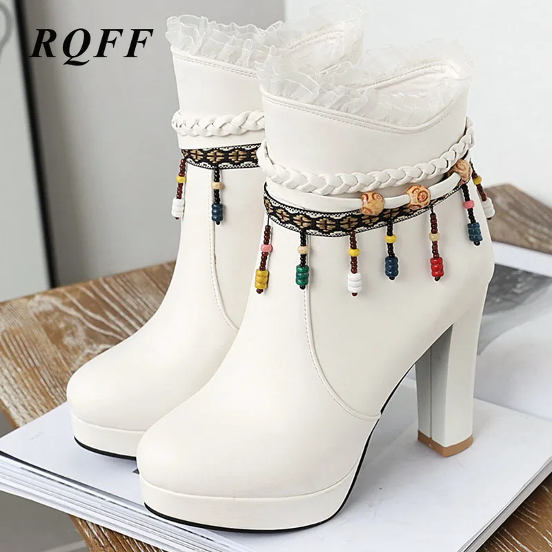 Ботильоны на платформе пикантная женская обувь из искусственной кожи с круглым