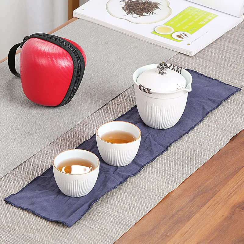 Business Hand Gift Portable Small Travel Tea Set Grab Teapot One Pot Two Cups Storage Ceramic Cool Designer Teaware | Дом и сад