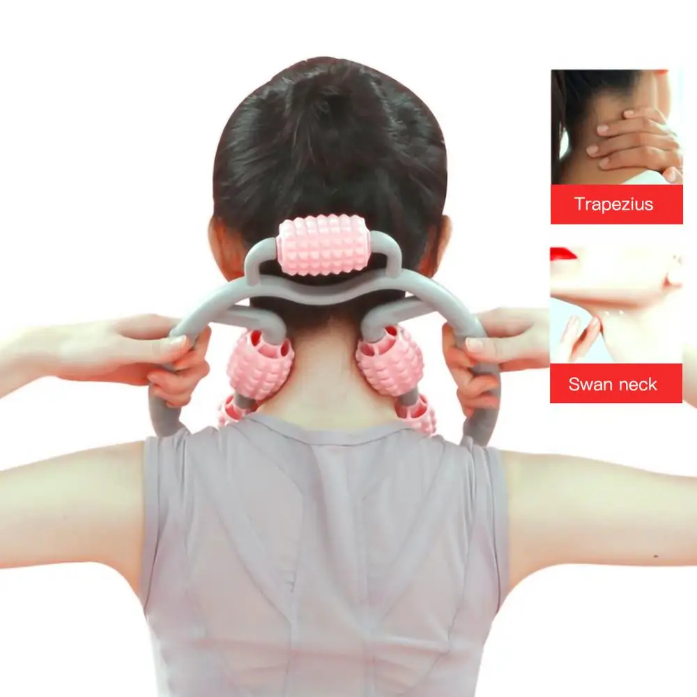 

U Shape Trigger Point Massage Roller for Fitness Gym Yoga Pilates Sports 4 Wheel Fitness Foam Shaft Ring Leg Clamp Massager