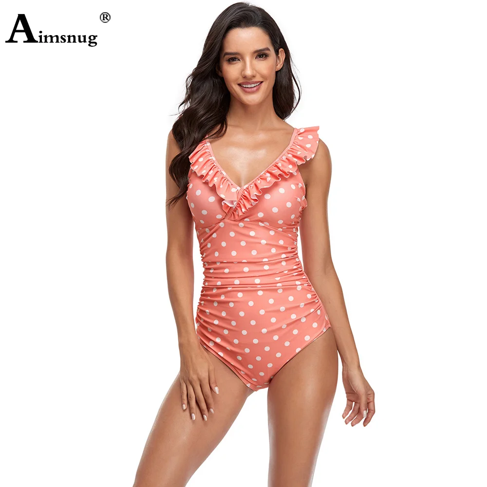 

Женские модные купальники в горошек, Цельный купальник с оборками и ремешками, монокини с высоким вырезом, купальный костюм, женский сексуальный комбинезон с V-образным вырезом, пляжная одежда