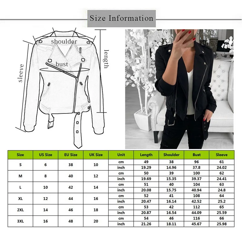 

Autumn Women Basic Jackets 2019 Black Slim Lady Jacket Sweet Female Zipper Femme Outwear Plus Size Coats Long Sleeve Jackets 3XL