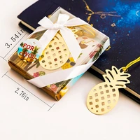 20pcs hollow pineapple gold metal bookmark tassels for wedding christmas baby shower party birthday favor gift souvenirs