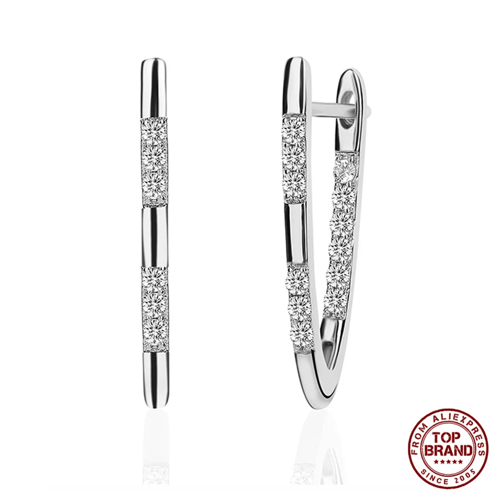 3-silver color Серьги-гвоздики INALIS, хит, Роскошные, v-образная форма, Золотой/Серебряный/розовое золото, 5А, кубический цирконий, серьги-гвоздики для женщин, ювелирное изделие, подарок - Окраска металла: 3-silver color