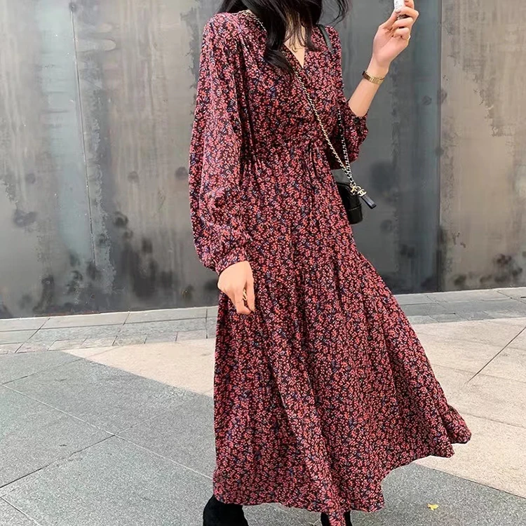 Женское винтажное платье макси длинное ТРАПЕЦИЕВИДНОЕ ПЛАТЬЕ с цветочным