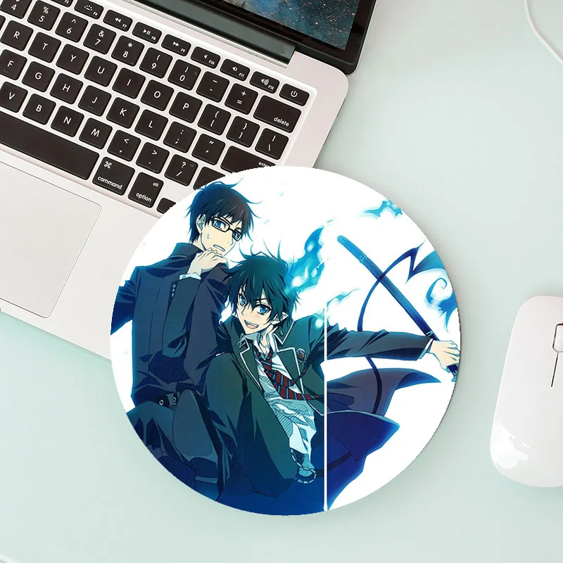 

Small Round Mouse Pad With Cartoon Pattern of Blue Exorcist Diy Gamer Keyboard Mat Keyboards Accessories Valorant Mousepad Cute