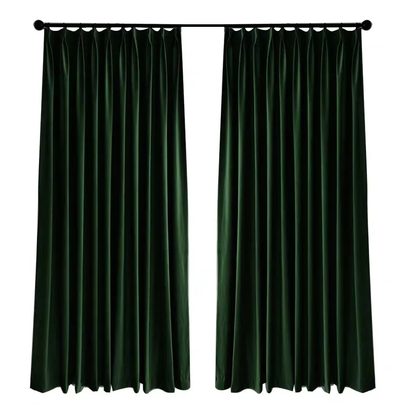 

Morandi Greyish Green Velvet Shade Thermal Protection Curtains for Living Room Bedroom Modern Simple Light Luxury Flannel