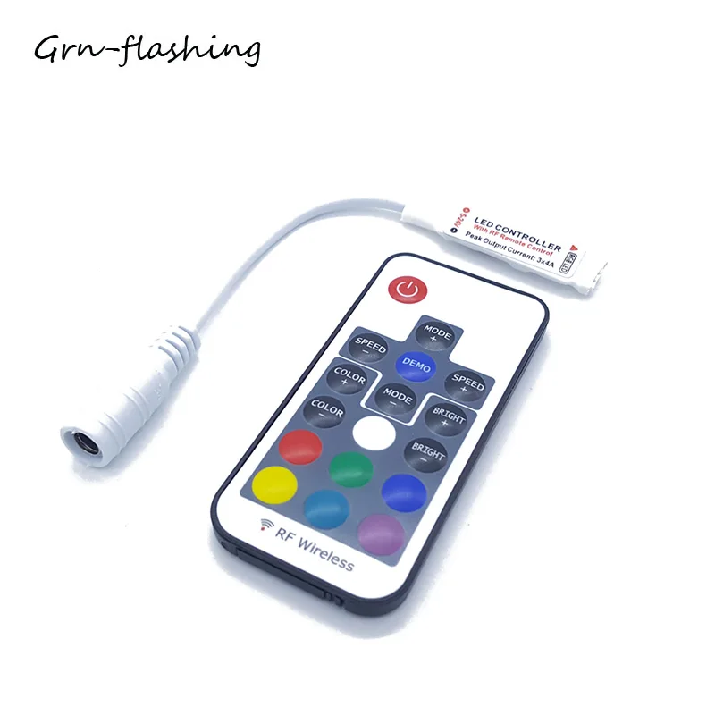 

DC 5V-24V Mini Colorful 17 Keys RGB LED Controller With RF Wireless Remote Control Practical For 3528 5050 RGB LED Light Strip