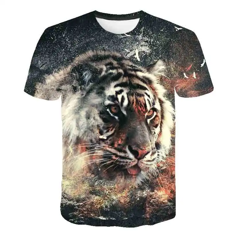 

2020 boy's T-Shirts 3D Printed Animal Tiger t shirt Short Sleeve Funny Casual Tops Tees kids t shirt 4t-14t