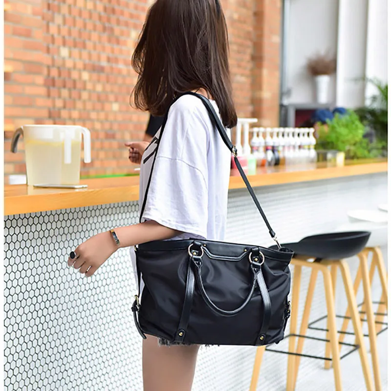 

Wahyah Crossbody Bags for Women Waterproof Nylon Leather Casual Tote Large Pocket Messenger Bag Women Handbags Travel Bag ZY059