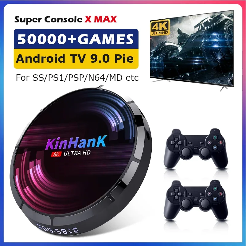 

Retro WiFi Video Game Console Super Console X Max For SS/PS1/PSP/N64/DC/SNES Game Player 4K HD H96 Game/TV Box With 50000+ Games