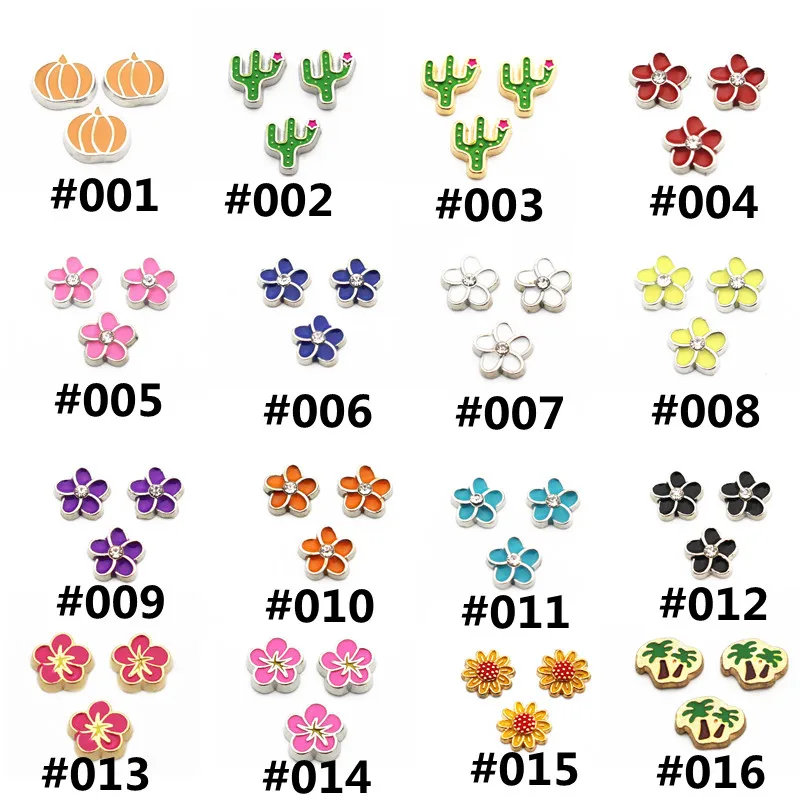 

12pcs/lot botany pumpkin Charms flower Floating Charms for Floating Memory charms Lockets DIY Jewelry