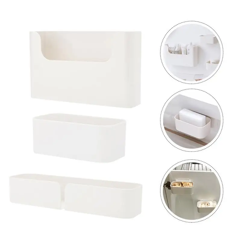 

1 Set of Punching-free Storage Box Wall-mounted Box Desktop Organizer for Kitchen Wall Bathroom Home