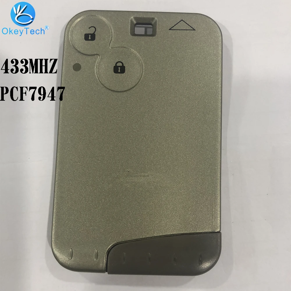 Автомобильная дистанционная карта OkeyTech с 2 кнопками и чипом ID46 PCF7947 433 МГц для Renault