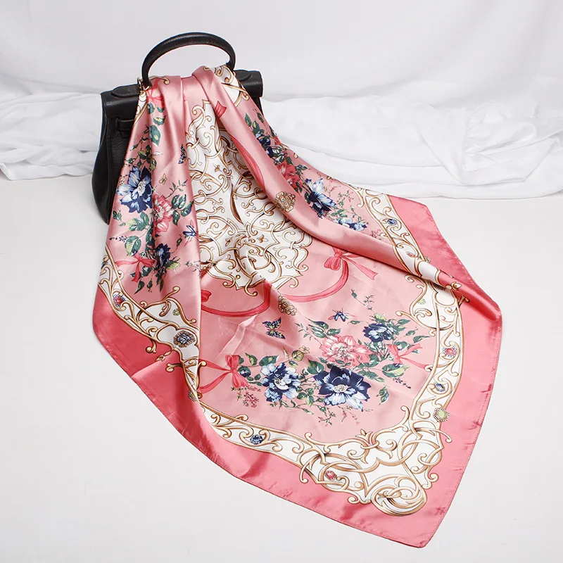Женский атласный квадратный шарф с принтом элегантный и удобный Блестящий
