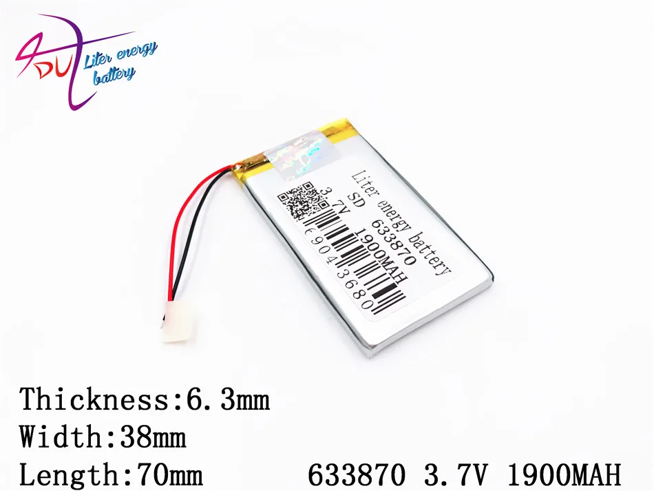 3 7 V 1900mAH 633870 654070 плиб полимерный литий-ионный аккумулятор для GPS mp3 mp4 mp5 dvd bluetooth