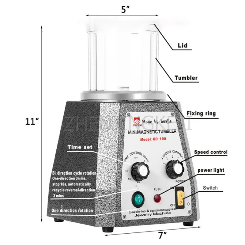 

Desktop Magnetic Tumbler Polisher Tools 220V Plug-in Power Supply Deburring 1000 Magnetic Force Jewelry Processing Gem Diamond