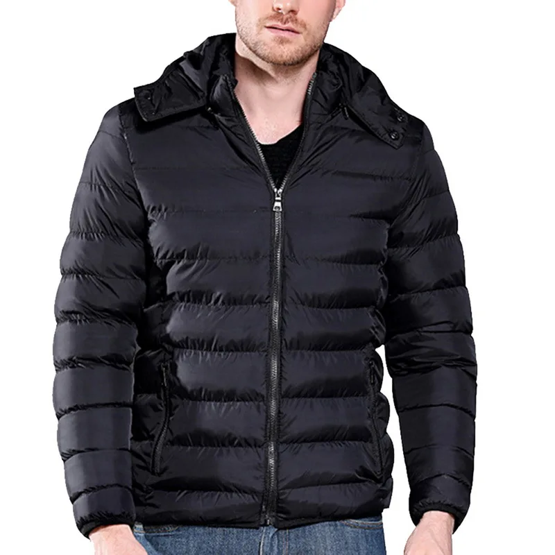 Мужская приталенная парка зимний с капюшоном мужской пуховик большого размера