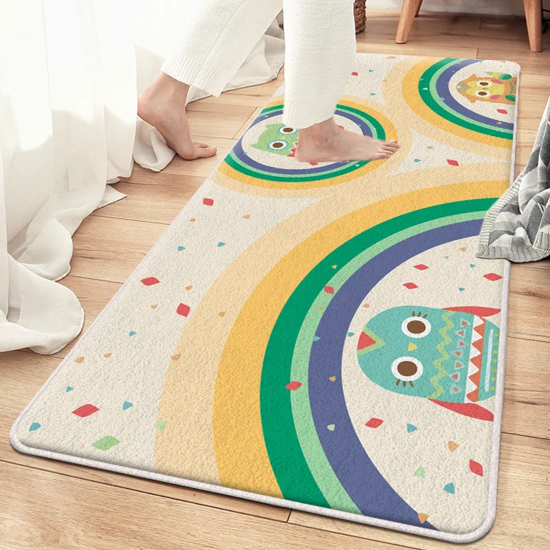 

Cartoon Children's Room Rug Cute Faux Wool Girl's Bedroom Rugs Shaggy Carpet Nursery Kid‘s Room Bedside Kawaii Soft Floor Mat