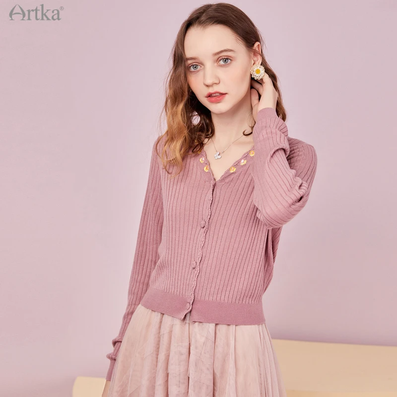 Кардиган женский шерстяной вязаный 6 цветов с вышивкой YB25305Q весна 2021