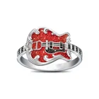 Креативное красное кольцо в форме гитары для мужчин, изысканное свадебное обручальное ювелирное изделие в готическом стиле, в стиле хип-хоп и панк, для вечеринок, банкетов, вечеринок