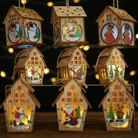 christmas light cabin creative small wooden house table top decoration figurines miniatures luminous color cottage