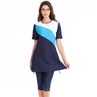 Мусульманский купальник, Женский скромный хиджаб в стиле пэчворк, спортивный купальник с коротким рукавом, мусульманская одежда, купальный костюм