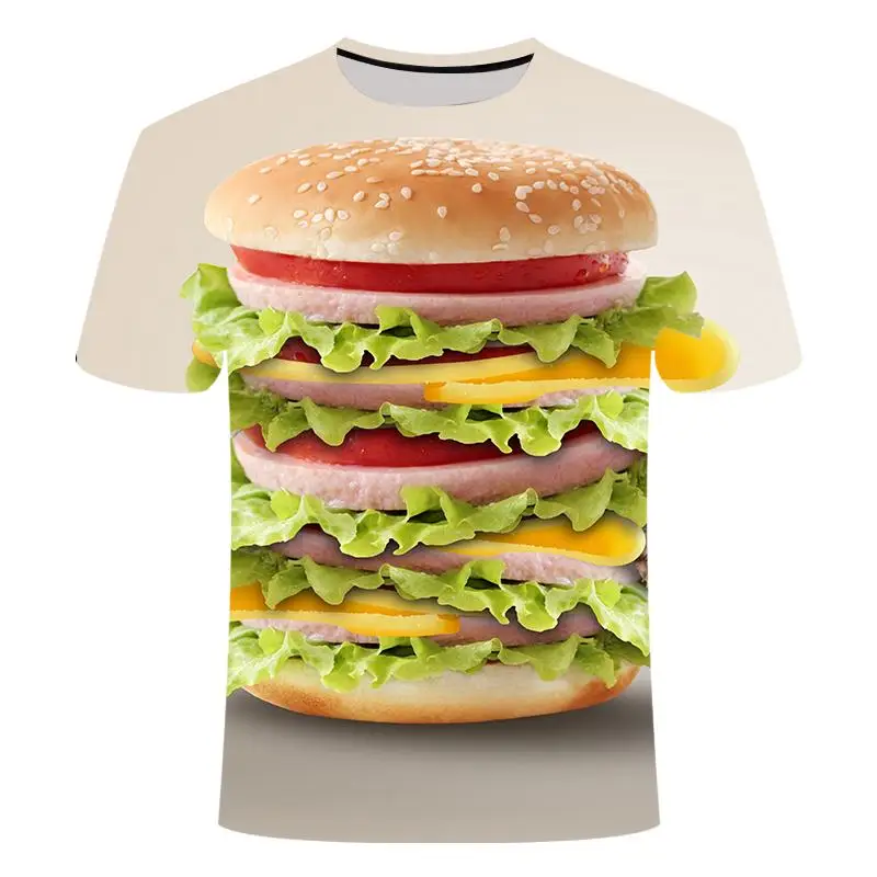 

2020 Men's T-shirt Summer Men's Round Neck French Fries T-shirt Bell Beer Short Sleeve 3D T-shirt Gourmet Casual T-shirt