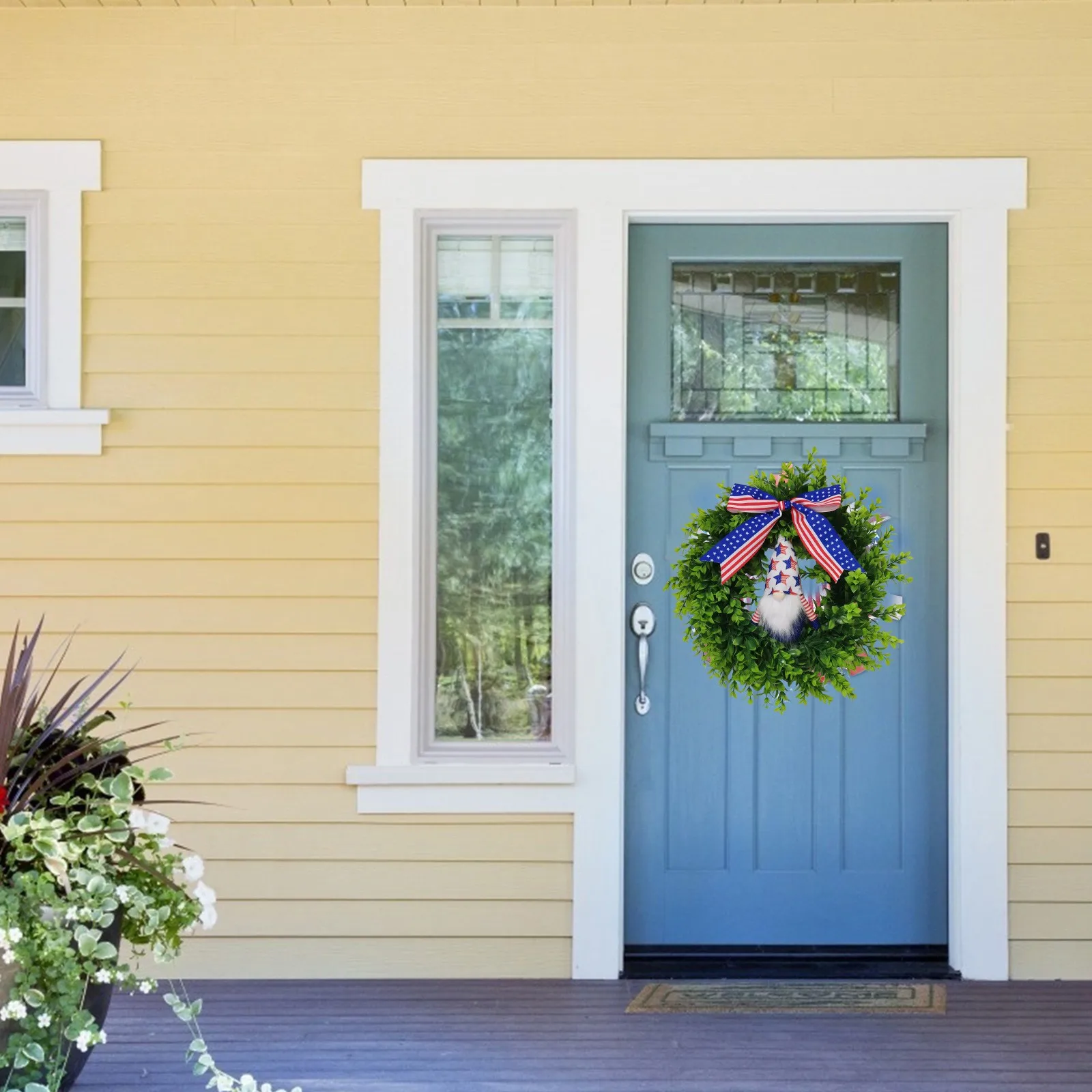 

USA Independence Day Wreath Patriotic Wreath Independence Day Decor for Front Door Election Vote President Household Decor