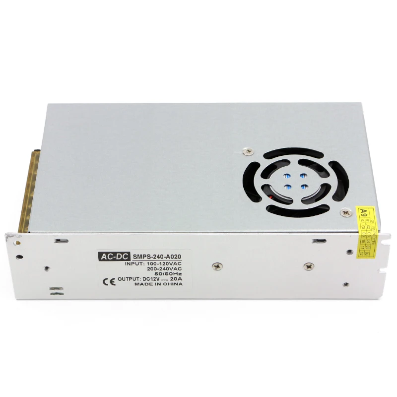 Вентилятор охлаждения DC12V 20A Импульсный 12 в источник питания AC100 120V 200 240 В адаптер