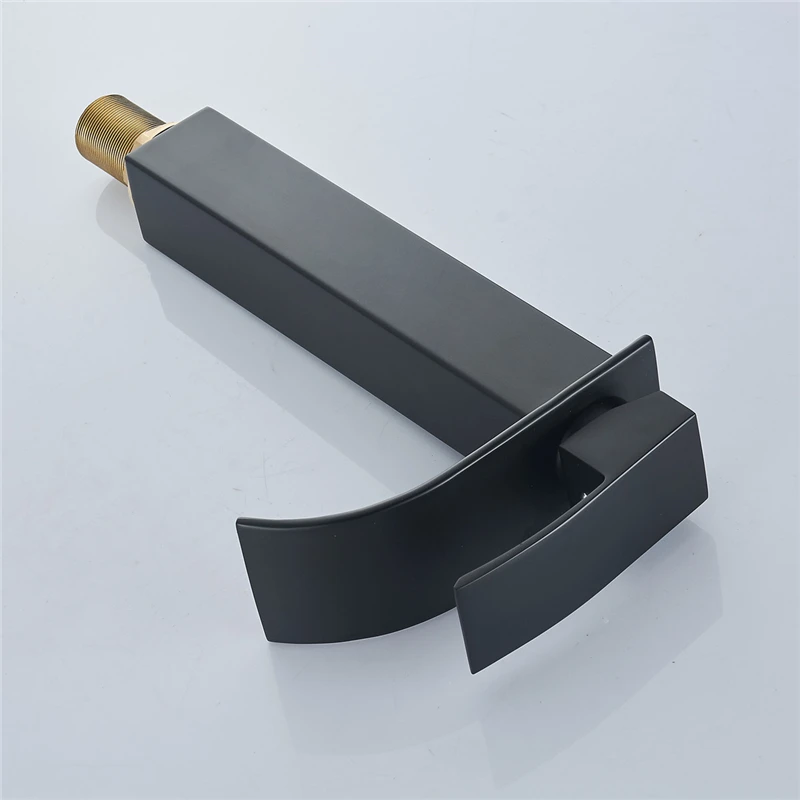 

Waterfall Tall Basin Faucet Bathroom Sink Washing Taps Basin Hot&Cold Water Mixer Black Spray Stainless Steel Single Handle