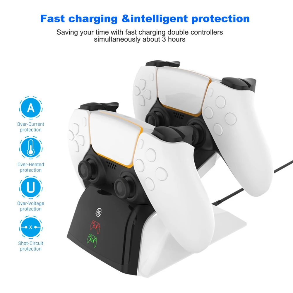 

Game Handle Contact Charging Base Wireless Charging Station with LED for PS5 Controller Dual Charger with US Plug AC Adapter
