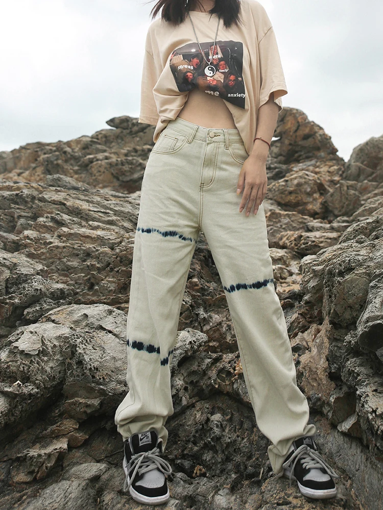 

Шикарные белые джинсы для женщин, прямые брюки с высокой талией, Новое поступление на весну и осень, современный дизайн, модные индивидуальн...