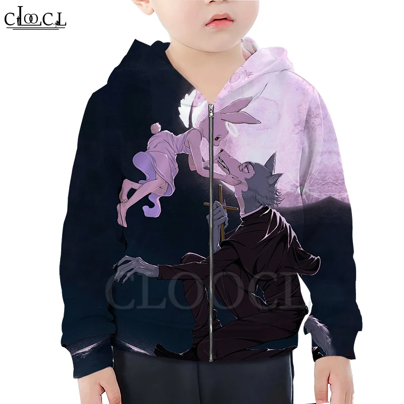 

CLOOCL Newest Cartoon Anime BEASTARS Zipper Hoodies 3D Print Boy Girl Children Zipper Hooded Casual Fashion Streetwear Tops