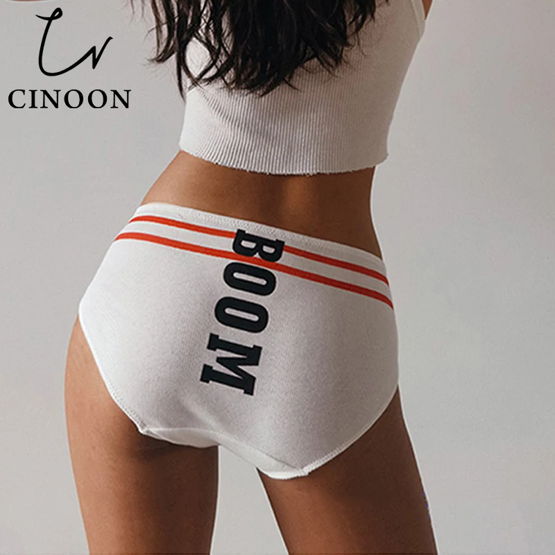 

CINOON Fashion Panties Sports Style Underwear Sexy Stripe Cotton Briefs Comfortable Soft Wireless Female Intimates