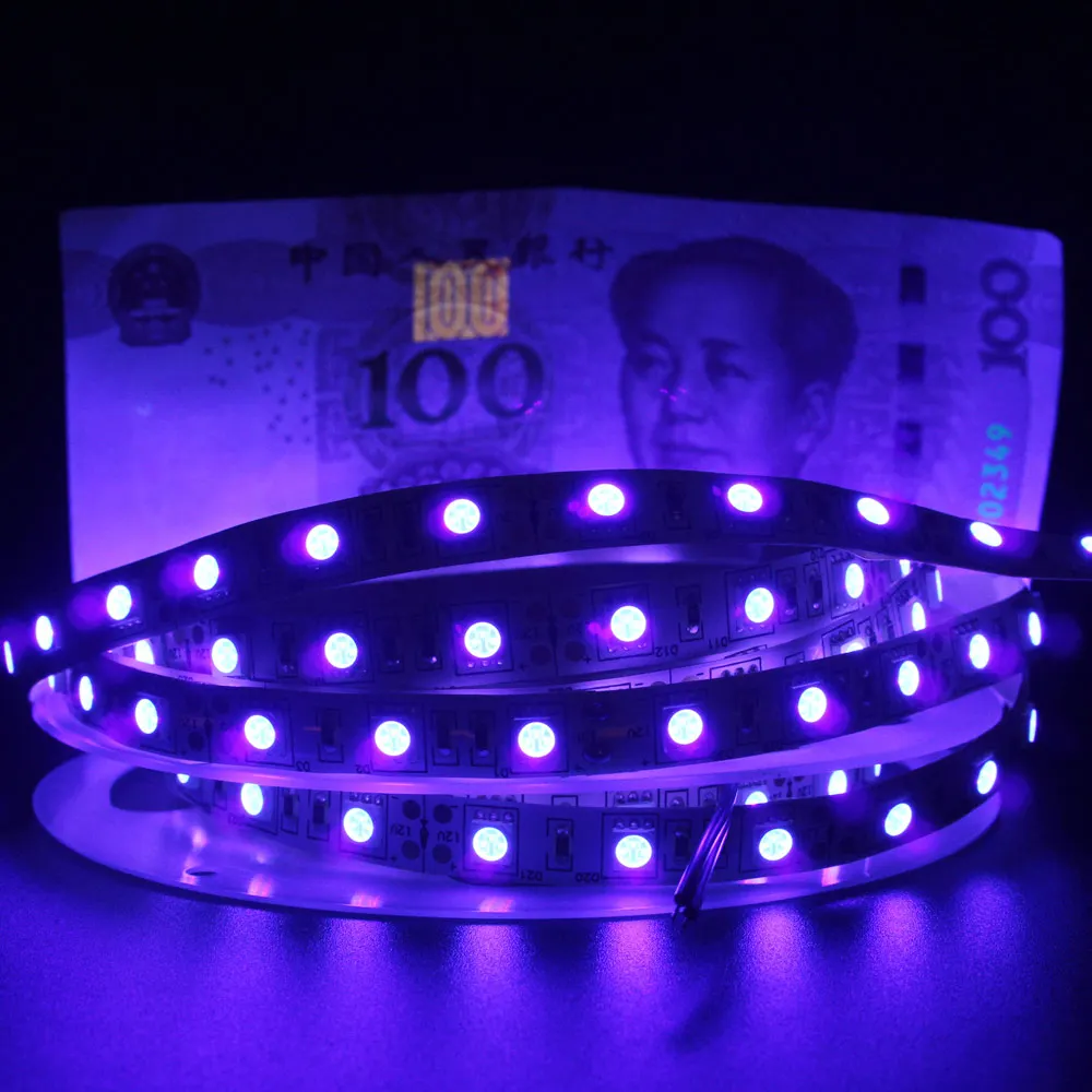 

UV LED Strip Light 12V DC SMD 5050 0.5M 1M 2M 3M 4M 5M Waterproof Ribbon Purple Flexible Ultraviolet Tape for DJ Fluorescence